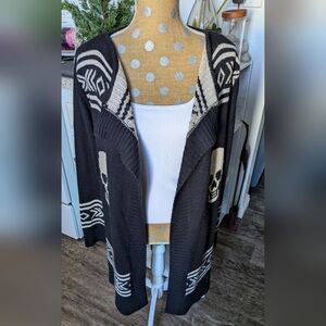 Hot & Delicious Black and Cream Skull Cardigan